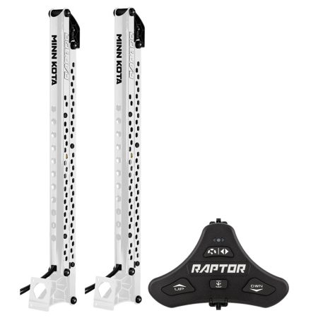 Minn Kota Raptor Bundle Pair - 10' White Shallow Water Anchors w/Active Anchoring & Footswitch Included