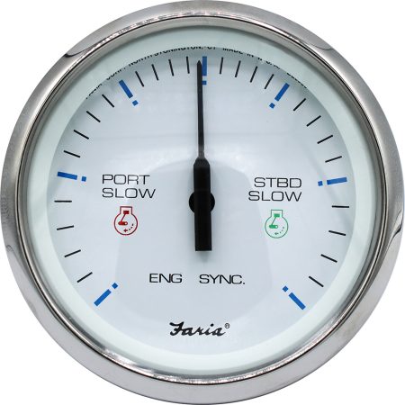 Faria 4" Chesapeake SS White Engine Synchronizer - Dual Gas & Var Ratio Alt Diesel